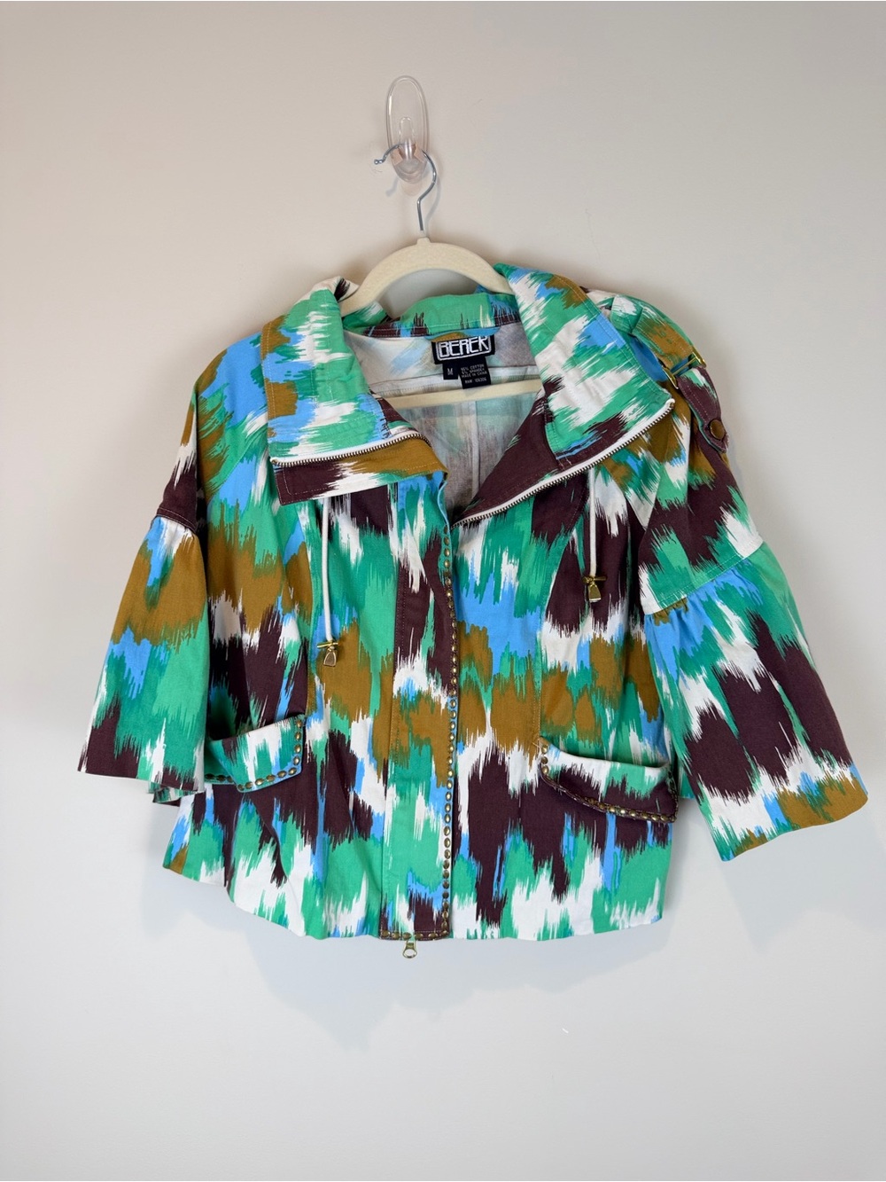 Berek Fun Cropped Jacket - Green/Blue/Brown size medium
